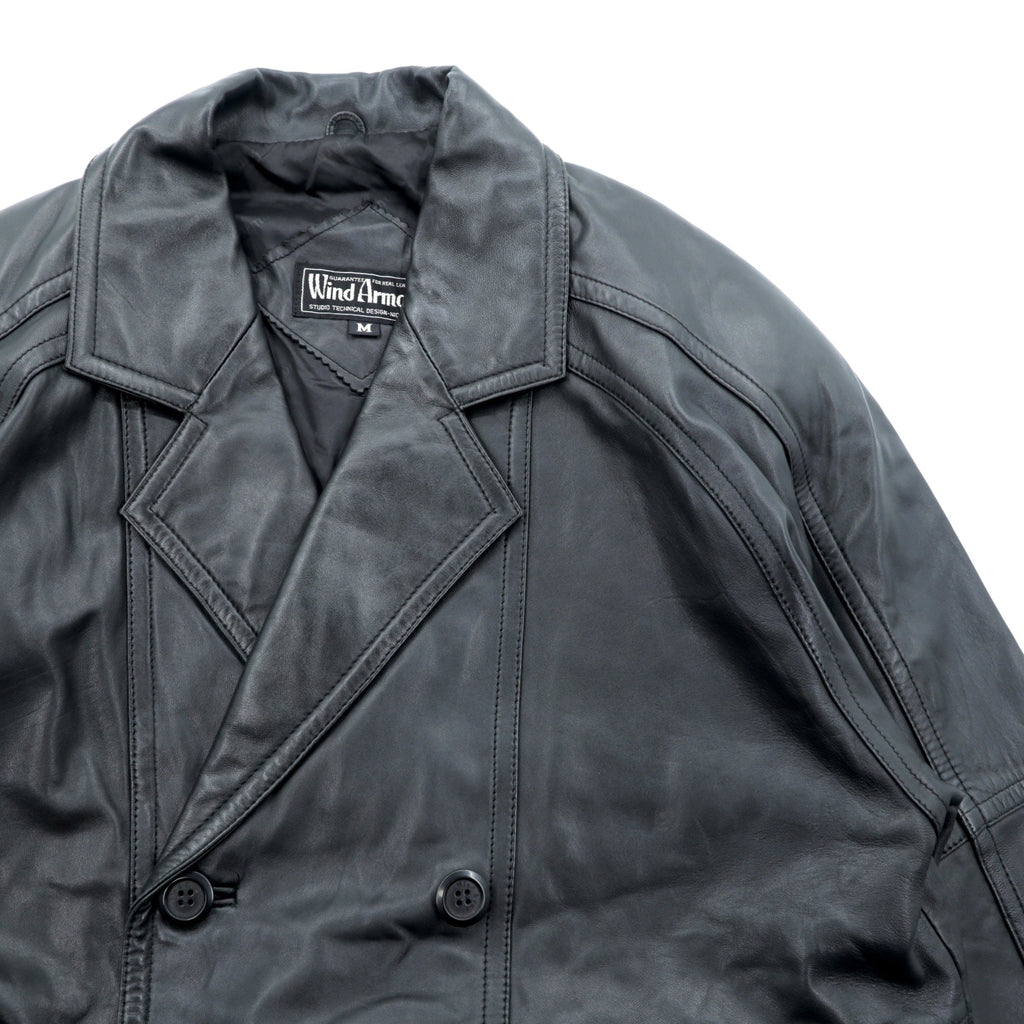 WInd Armor ダブルブレスト ラムレザーコート チェスターコート L ブラック シープレザー 羊革