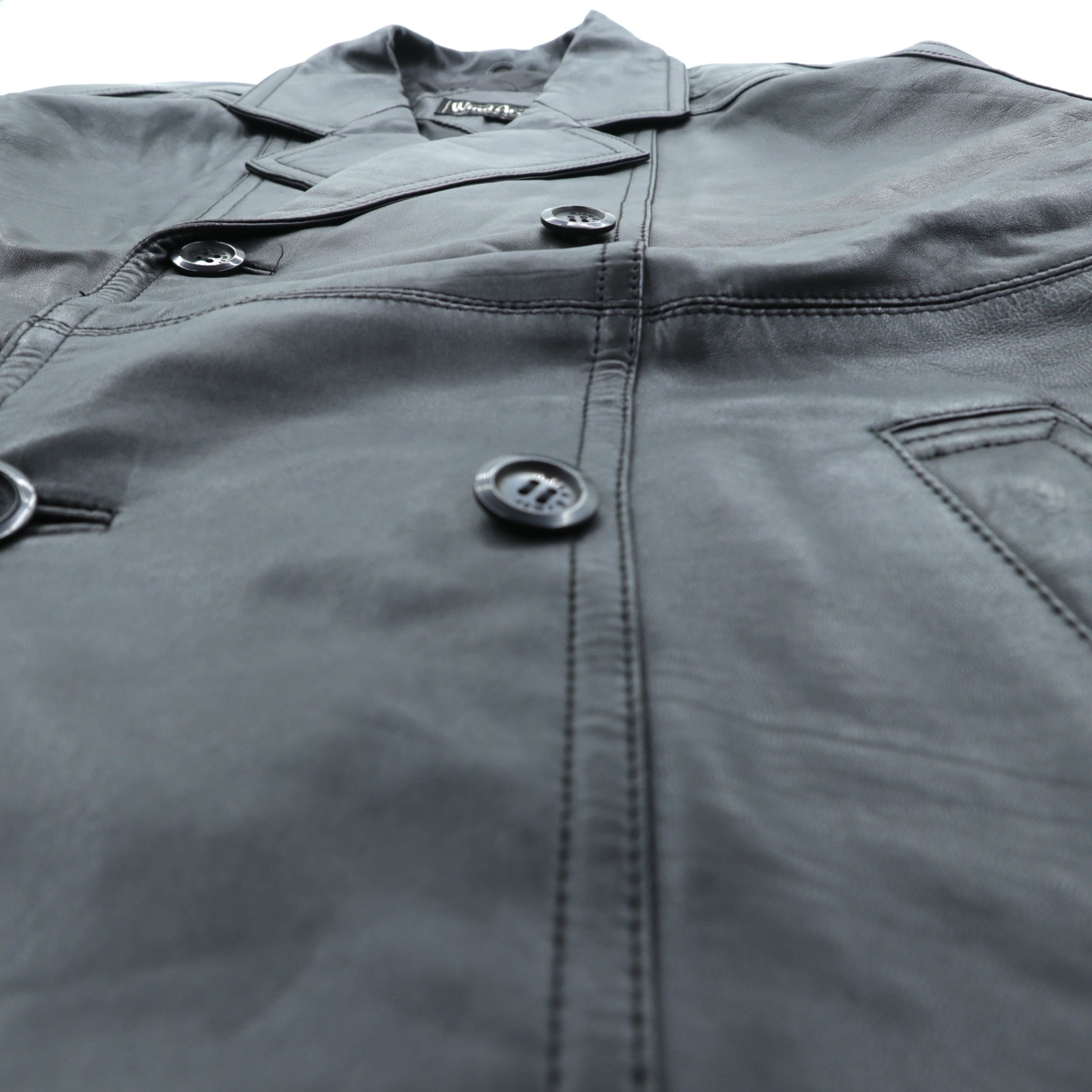 WInd Armor ダブルブレスト ラムレザーコート チェスターコート L ブラック シープレザー 羊革