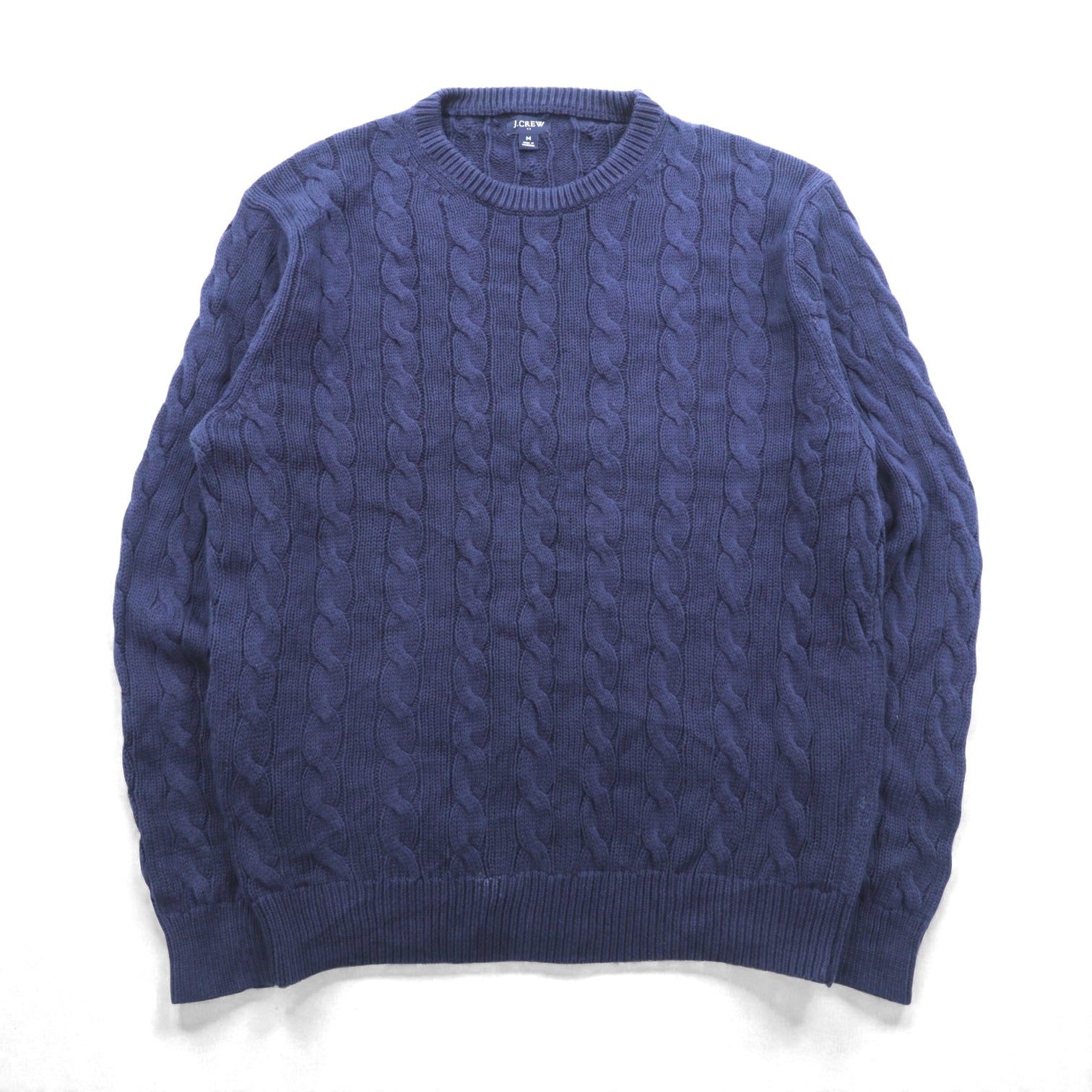 J.CREW 巨人タグ アランニット フィッシャーマン ケーブルニットセーター J.CREW フィッシャーマン アラン ニット セーター M ネイビー コットン