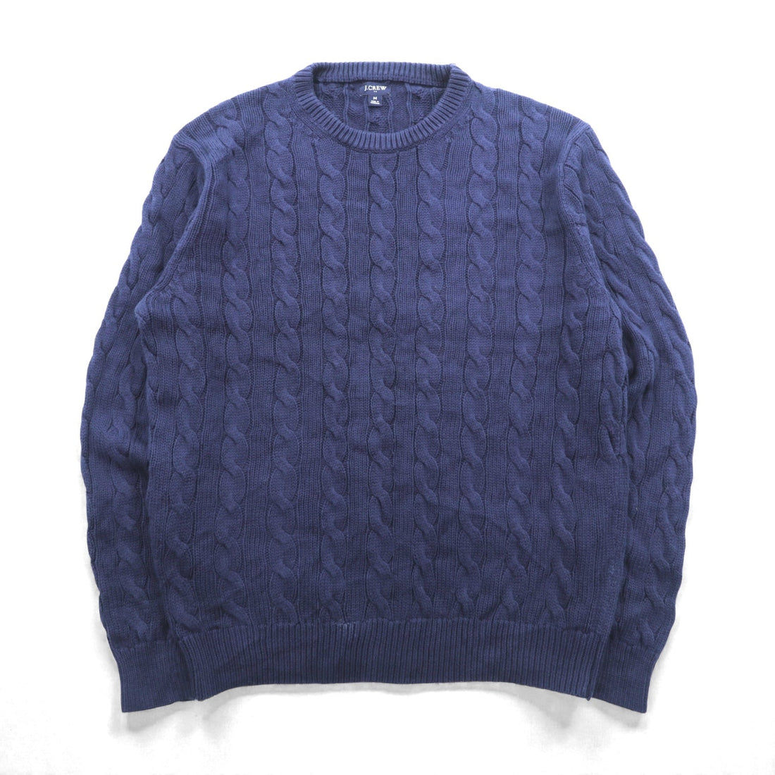 J.CREW フィッシャーマン アラン ニット セーター M ネイビー コットン ケーブル編み