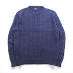 J.CREW フィッシャーマン アラン ニット セーター M ネイビー コットン ケーブル編み