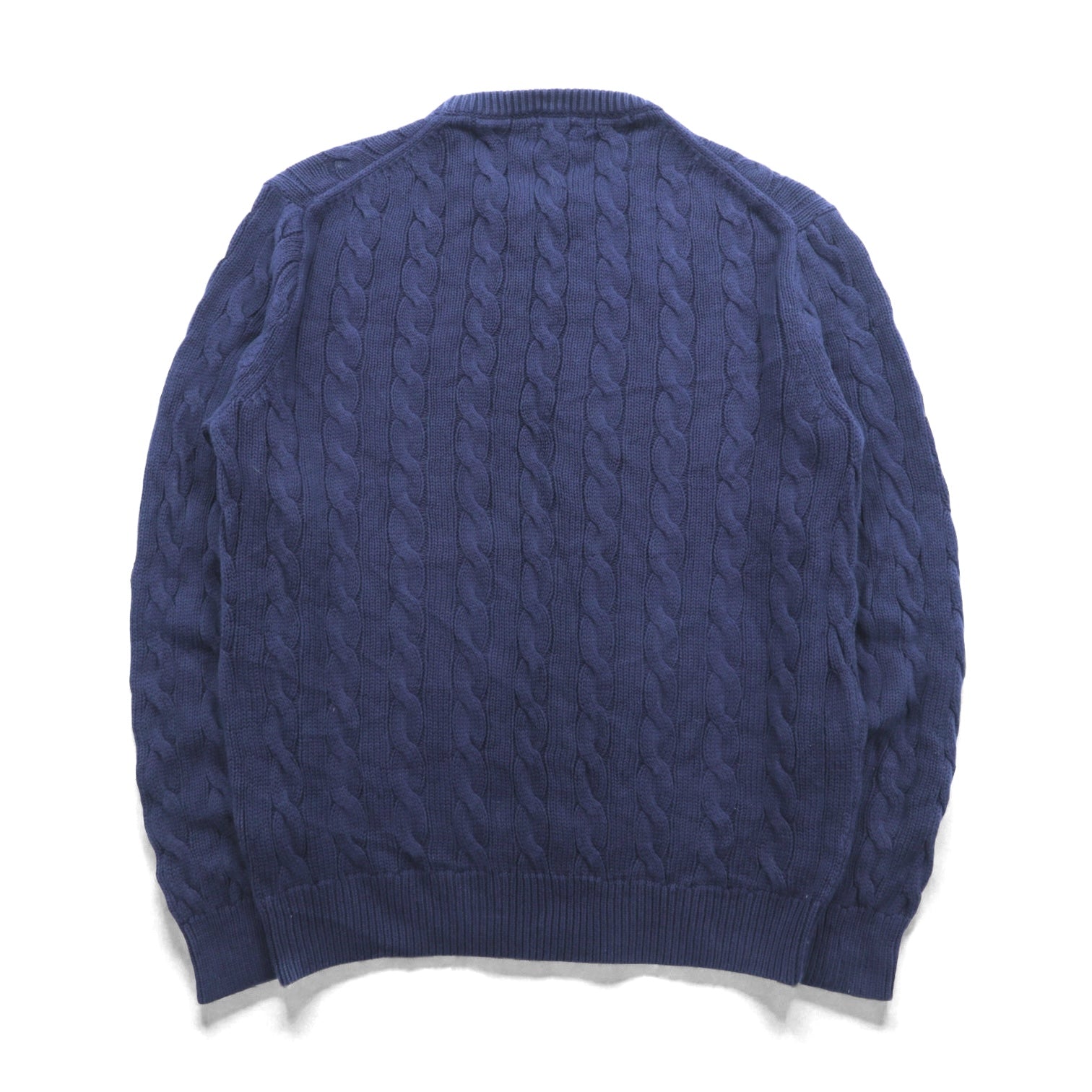 J.CREW フィッシャーマン アラン ニット セーター M ネイビー コットン ケーブル編み