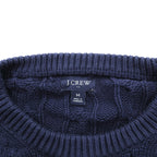 J.CREW フィッシャーマン アラン ニット セーター M ネイビー コットン ケーブル編み