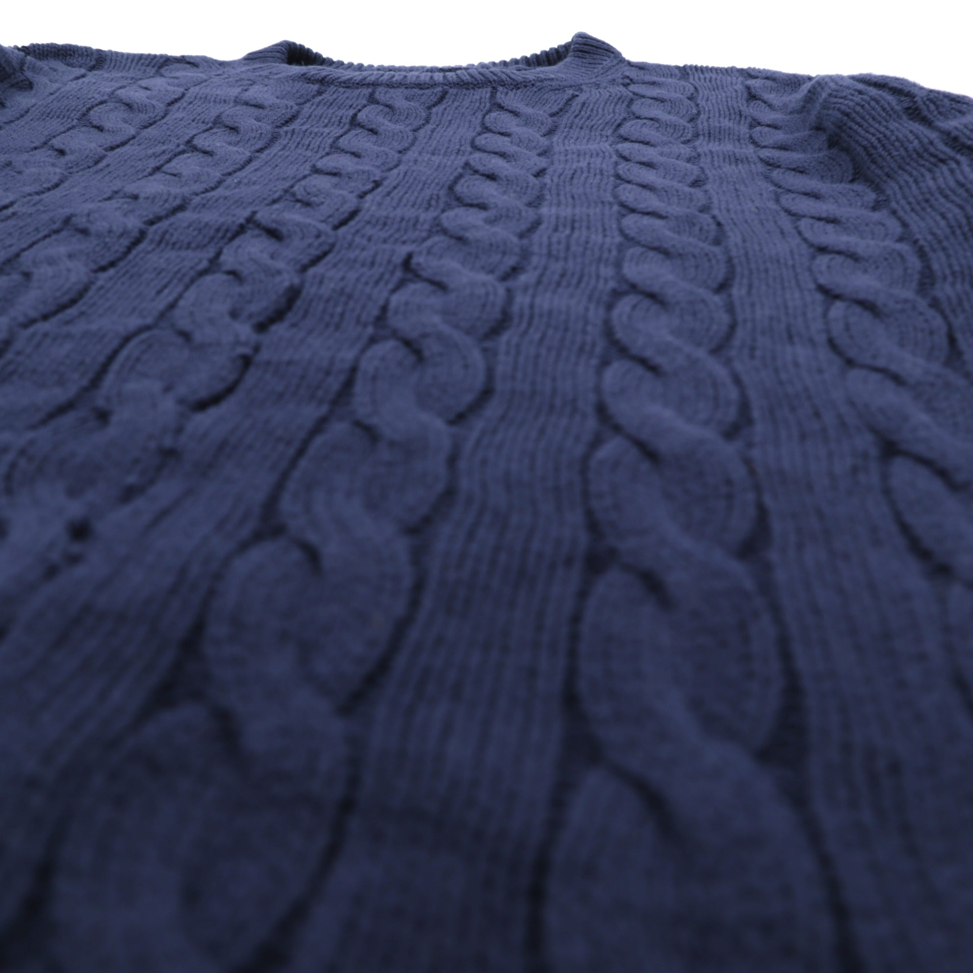 J.CREW フィッシャーマン アラン ニット セーター M ネイビー コットン