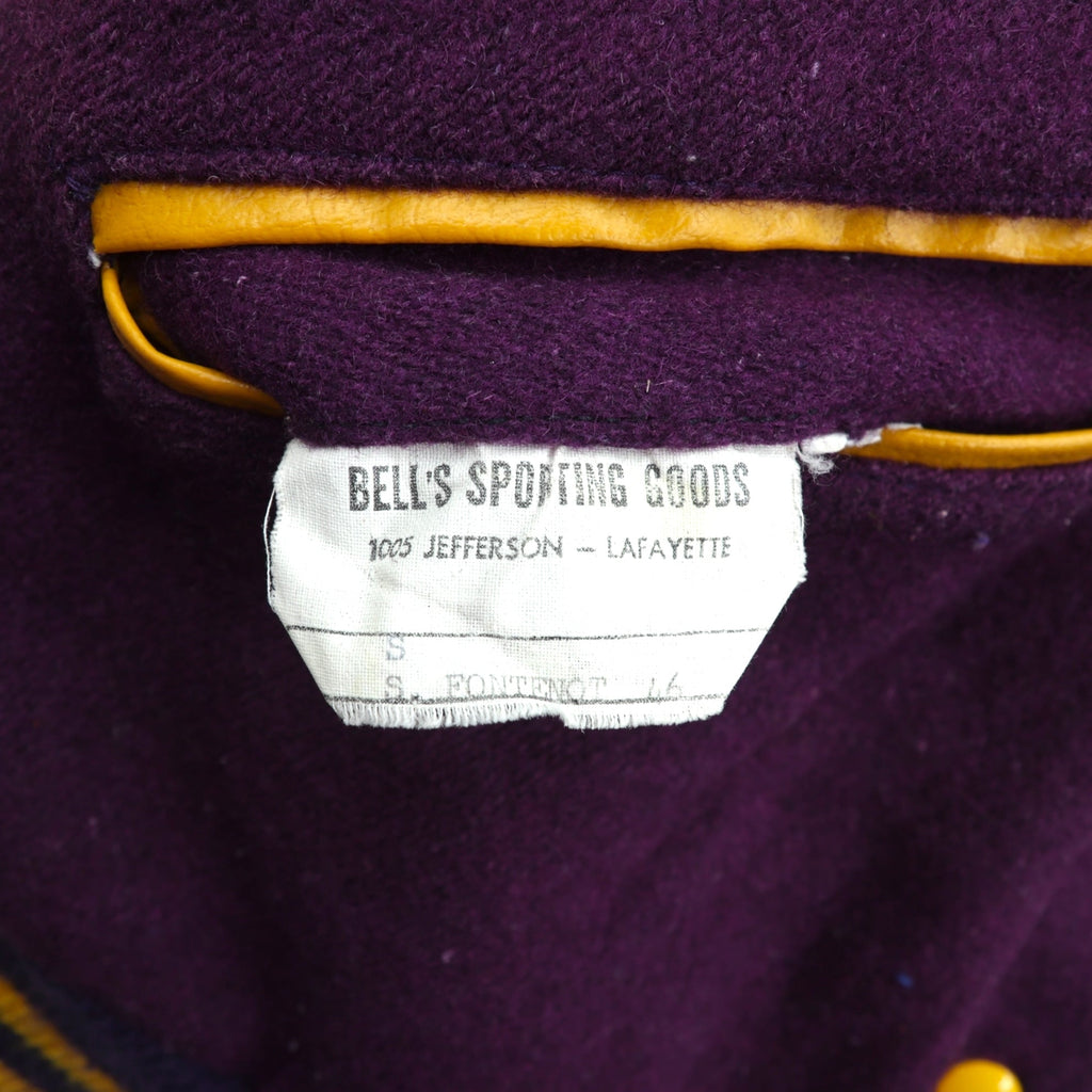 BELL'S SPORTING GOODS 70s USA Vintageスタジャンレタード  Varsity Jacket  XL ウール 袖PUレザー セーラーカラー ワッペン 短丈 70年代 USA製
