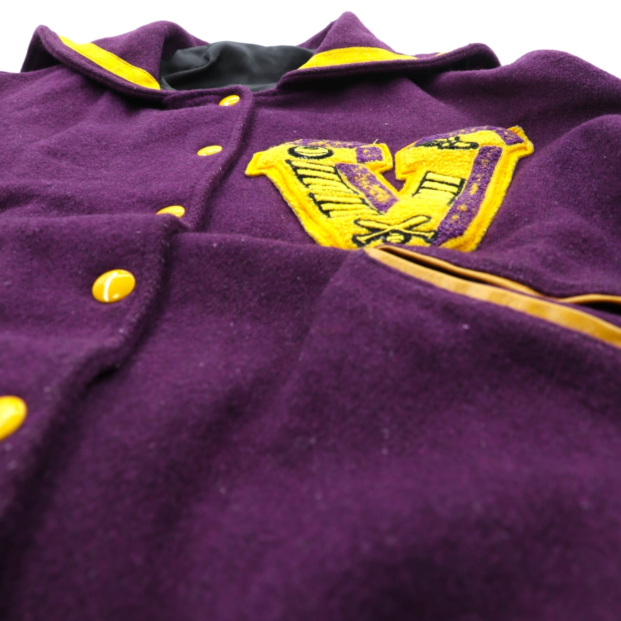 BELL'S SPORTING GOODS 70s USA Vintageスタジャンレタード  Varsity Jacket  XL ウール 袖PUレザー セーラーカラー ワッペン 短丈 70年代 USA製