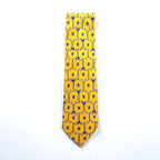 FENDI Tie Yellow Silk Allover Pattern Chain Zucca Cravatte Made in Italy