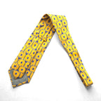 FENDI Tie Yellow Silk Allover Pattern Chain Zucca Cravatte Made in Italy