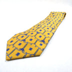 FENDI Tie Yellow Silk Allover Pattern Chain Zucca Cravatte Made in Italy