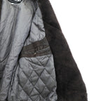 BEAMS 90年代 ショールカラー ダブルブレスト ムートンステンカラーコート M ブラウン レザー キルティング裏地 LEATHER WORKS EXCLUSIVELY BEAMS