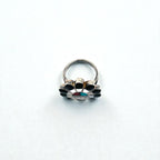 Vintage Zuni Sterling Silver Ring ズニ族 フラワー サンフェイス リング 指輪 11号 インレイ シルバー 刻印 ホールマーク ターコイズ コーラル シェル オニキス インディアンジュエリー
