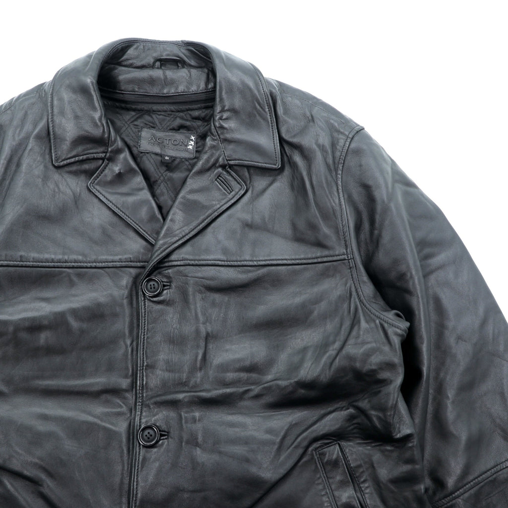 Action 90s Vintage Black Leather 3B カーコート レザー コート L キルティングライナー 着脱式 THE OLDE HIDE HOUSE