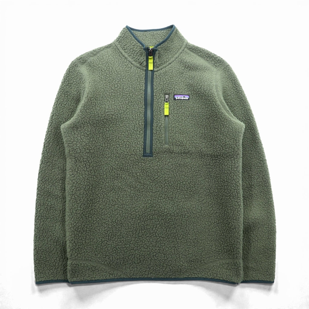 Patagonia レトロパイル プルオーバー ボア フリースジャケット M カーキ 胸ジップポケット STY22810