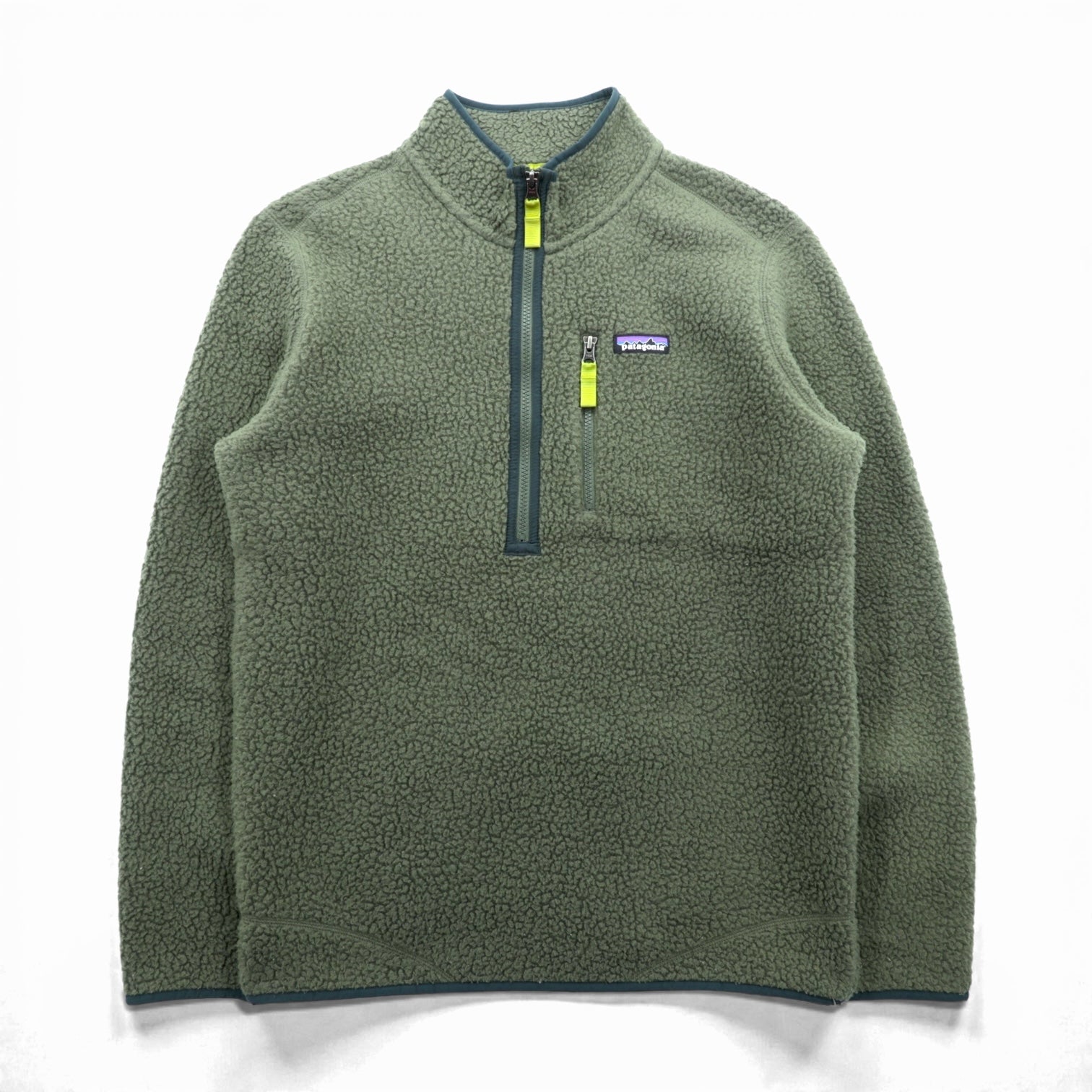 Patagonia レトロパイル プルオーバー ボア フリースジャケット M カーキ 胸ジップポケット STY22810