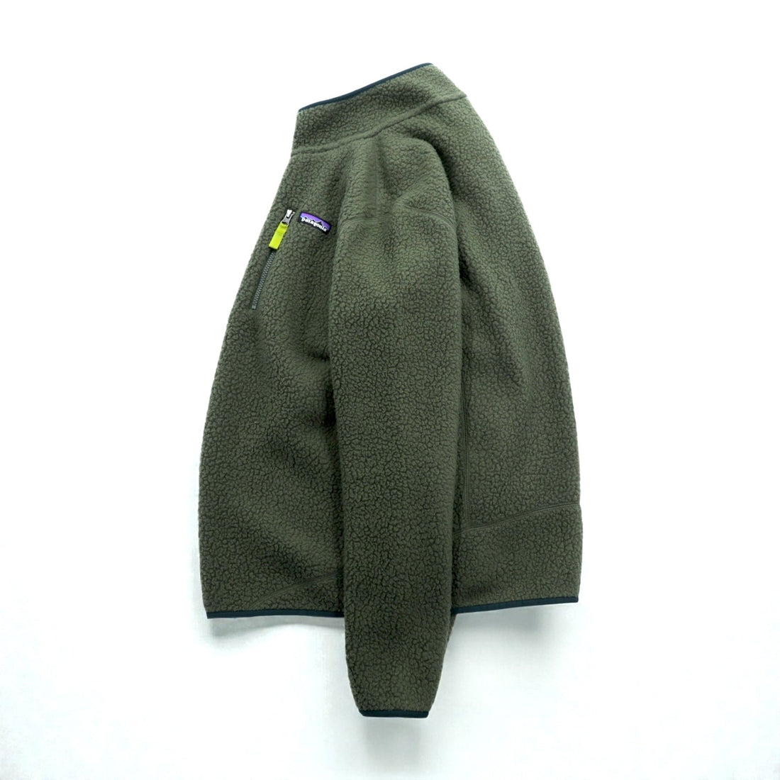 Patagonia Retro Pile Pullover Boa Fleece Jacket, Medium, Khaki, with Chest Zip Pocket, STY22810