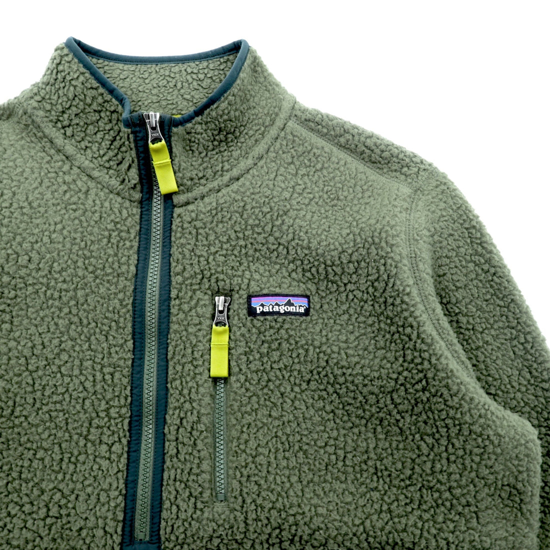 Patagonia Retro Pile Pullover Boa Fleece Jacket, Medium, Khaki, with Chest Zip Pocket, STY22810