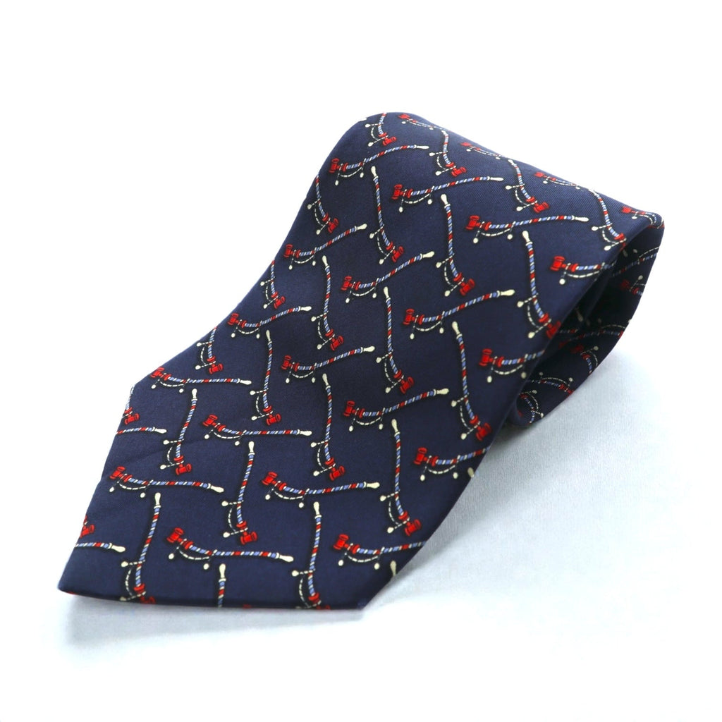 Salvatore Ferragamo ネクタイ ネイビー シルク 総柄 ロープ 馬具 イタリア製