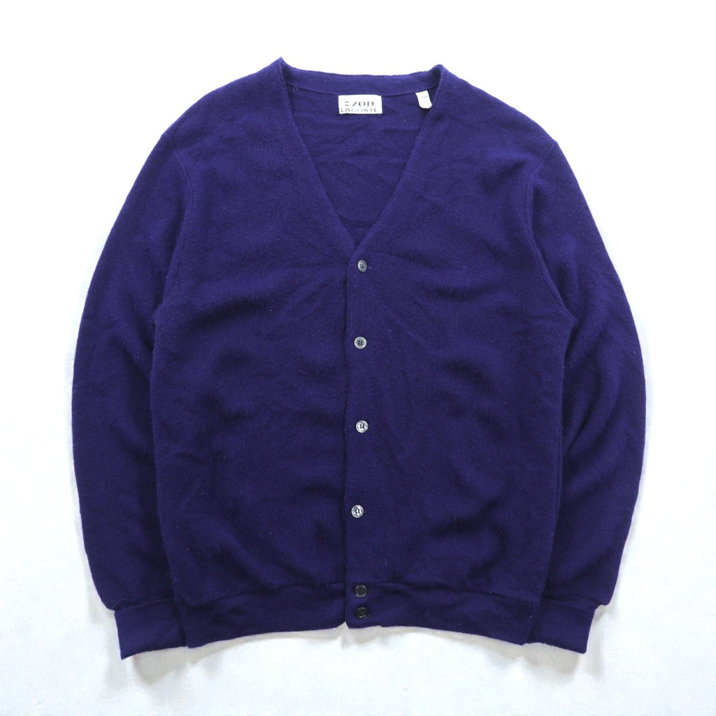IZOD LACOSTE 70年代 Vネック ニット カーディガン L ネイビー アクリル 糸巻タグ