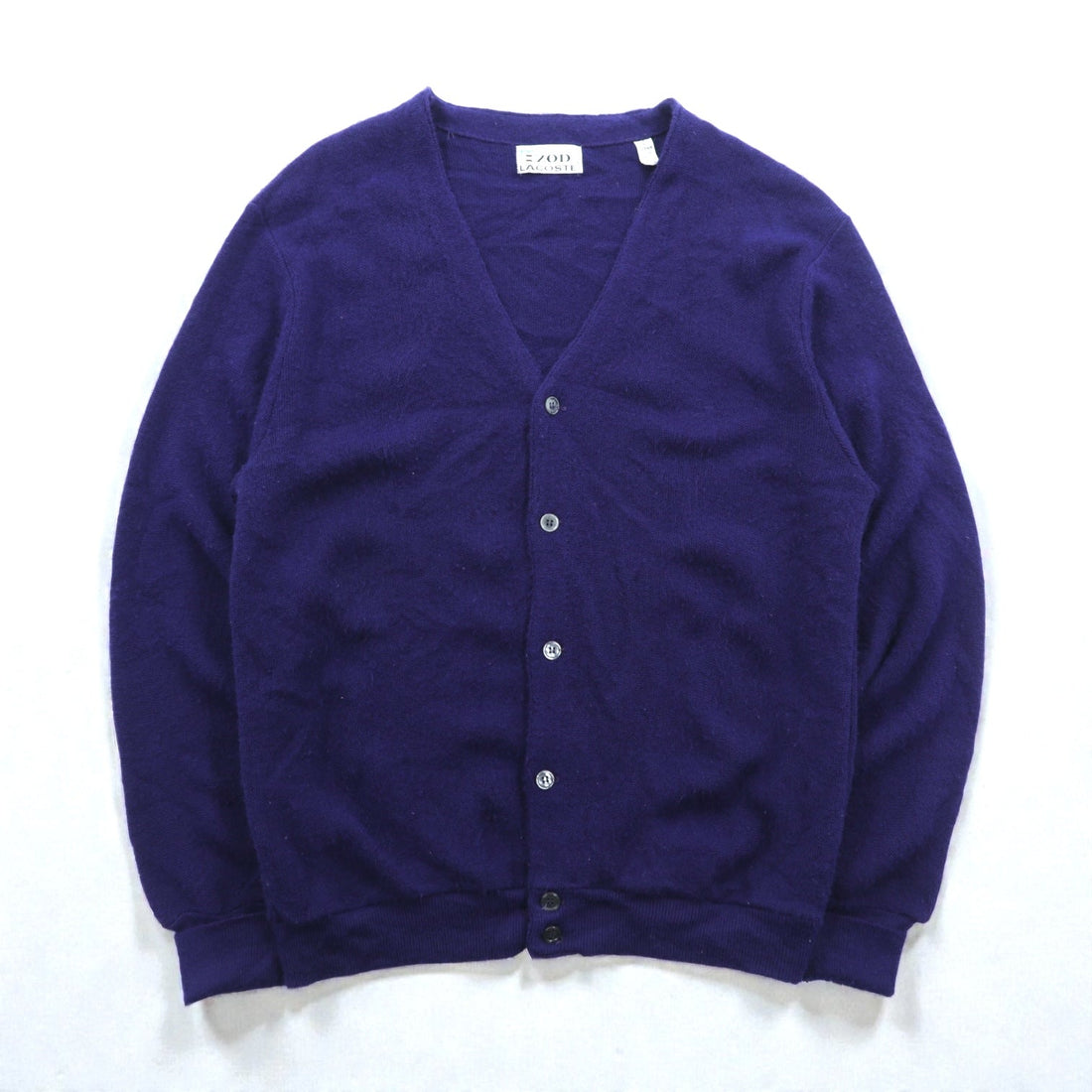 IZOD LACOSTE 70s V-neck Knit Cardigan, Large, Navy Acrylic, with Spool Tag