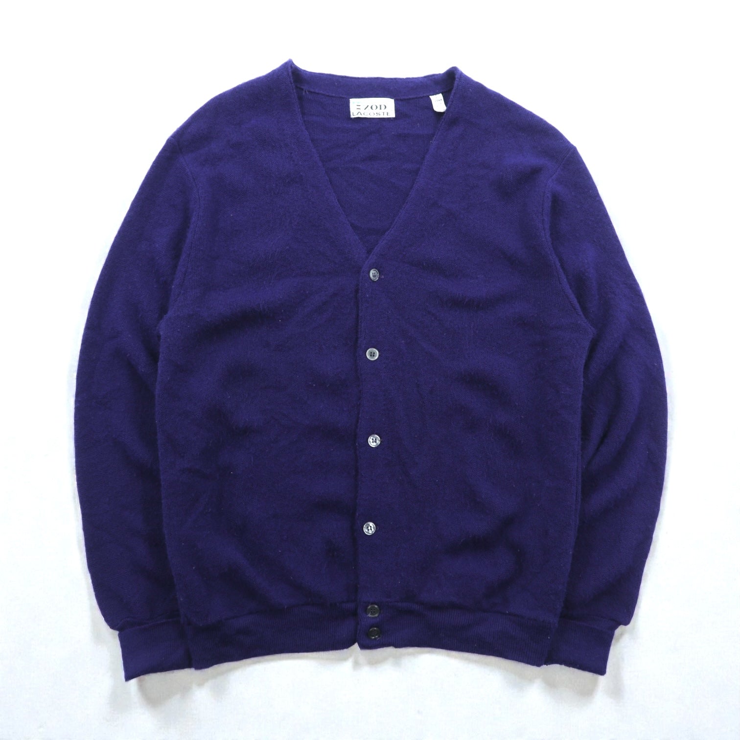 IZOD LACOSTE 70年代 Vネック ニット カーディガン L ネイビー アクリル 糸巻タグ