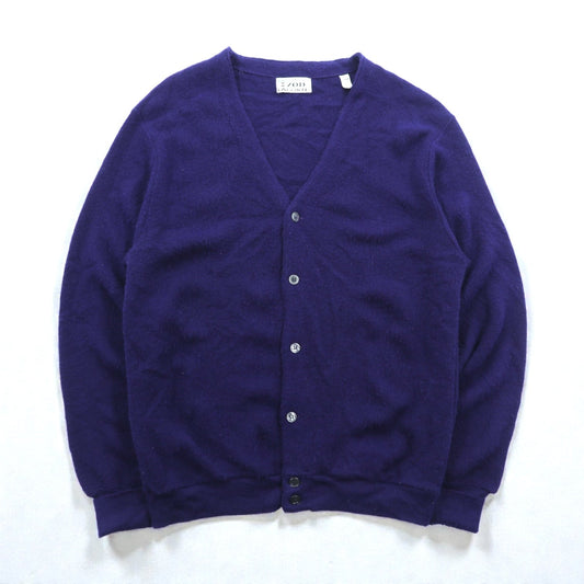 IZOD LACOSTE 70年代 Vネック ニット カーディガン L ネイビー アクリル 糸巻タグ