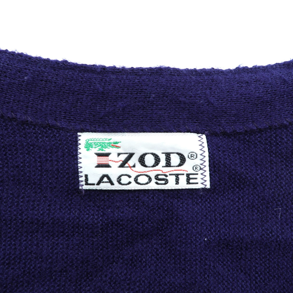 IZOD LACOSTE 70年代 Vネック ニット カーディガン L ネイビー アクリル 糸巻タグ