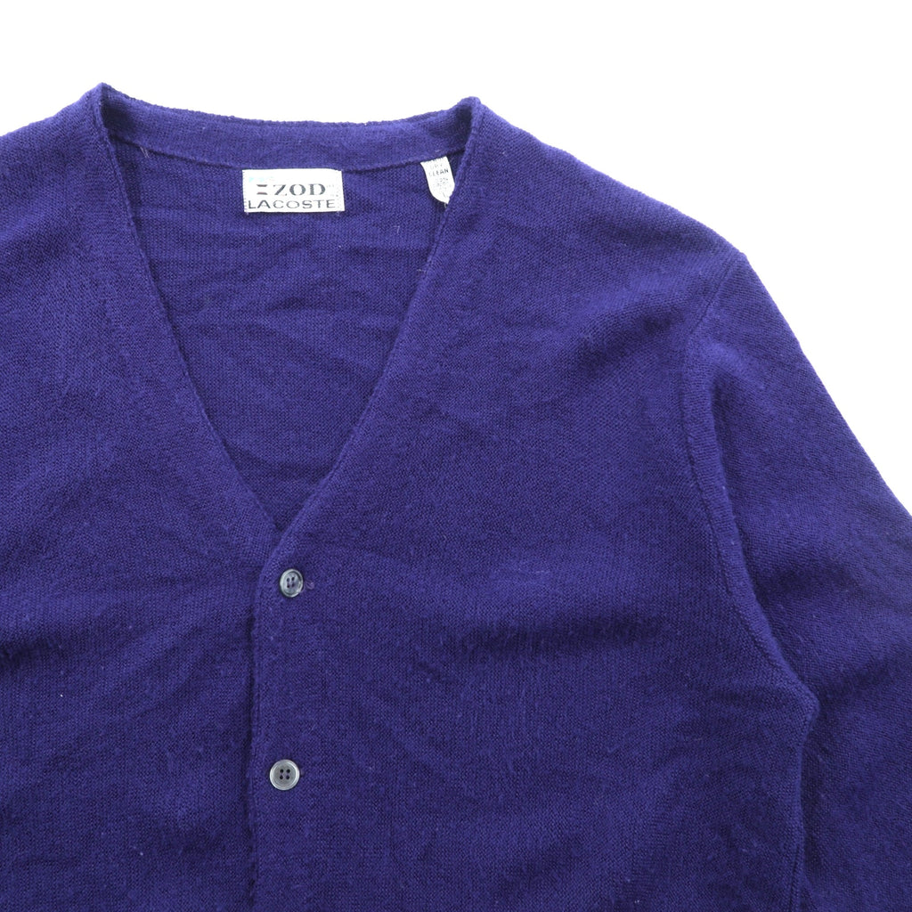 IZOD LACOSTE 70年代 Vネック ニット カーディガン L ネイビー アクリル 糸巻タグ