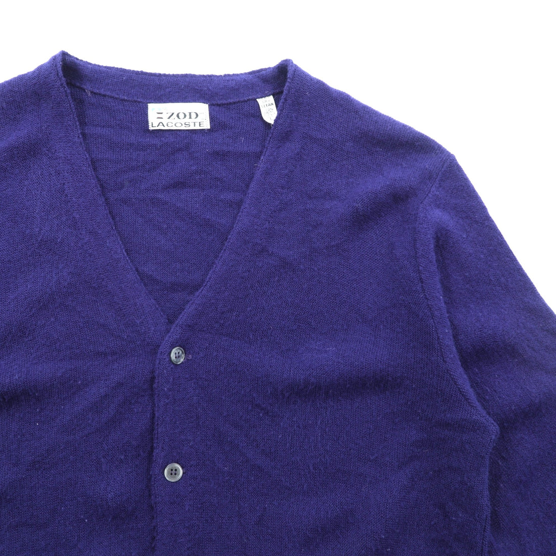 IZOD LACOSTE 70年代 Vネック ニット カーディガン L ネイビー アクリル 糸巻タグ