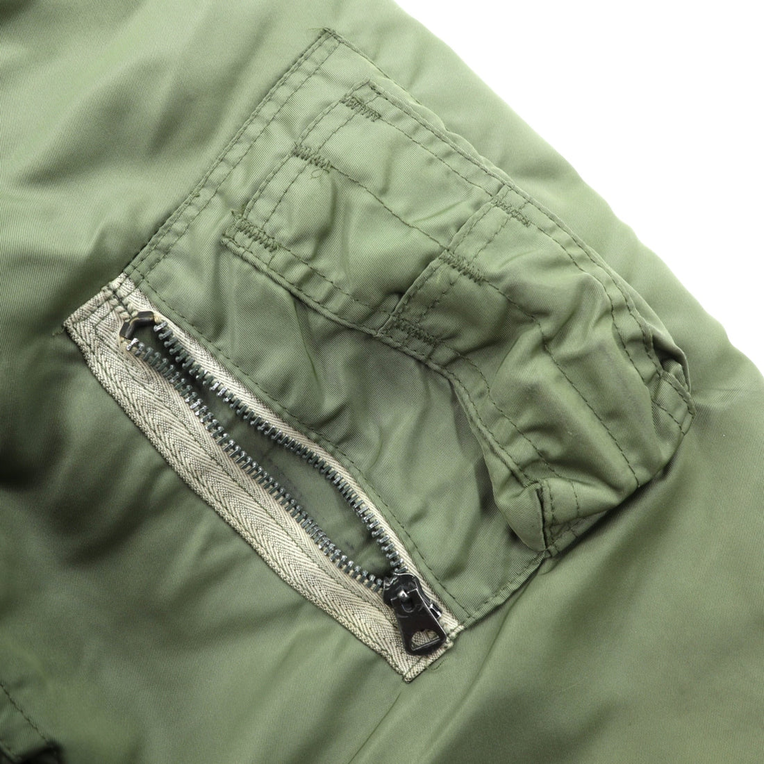 US Military 90s Vintage MA-1 Flight Jacket GREENBRIER Made in USA, Khaki Padded, Reversible, EMAR Zip, MIL-J-8279