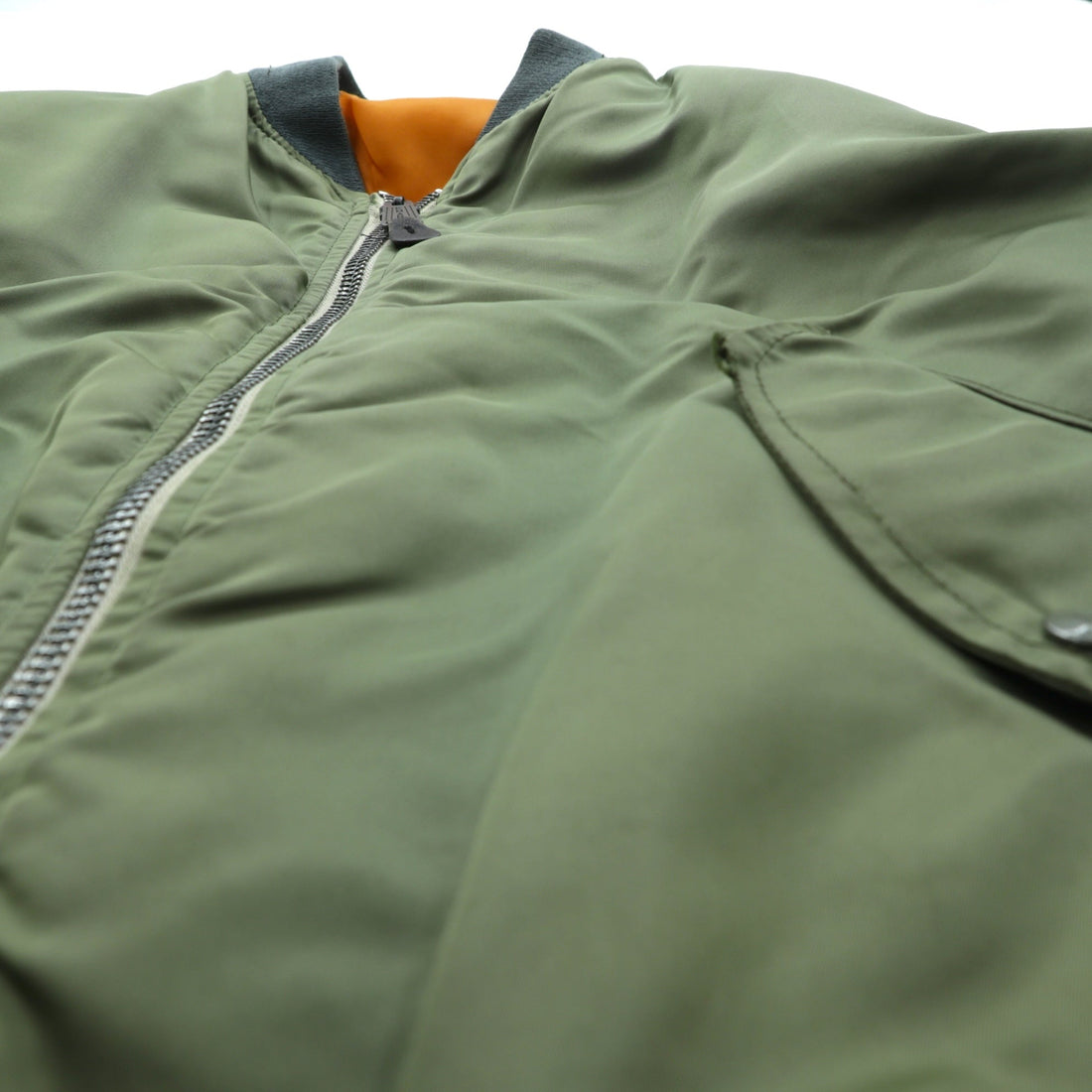 US Military 90s Vintage MA-1 Flight Jacket GREENBRIER Made in USA, Khaki Padded, Reversible, EMAR Zip, MIL-J-8279