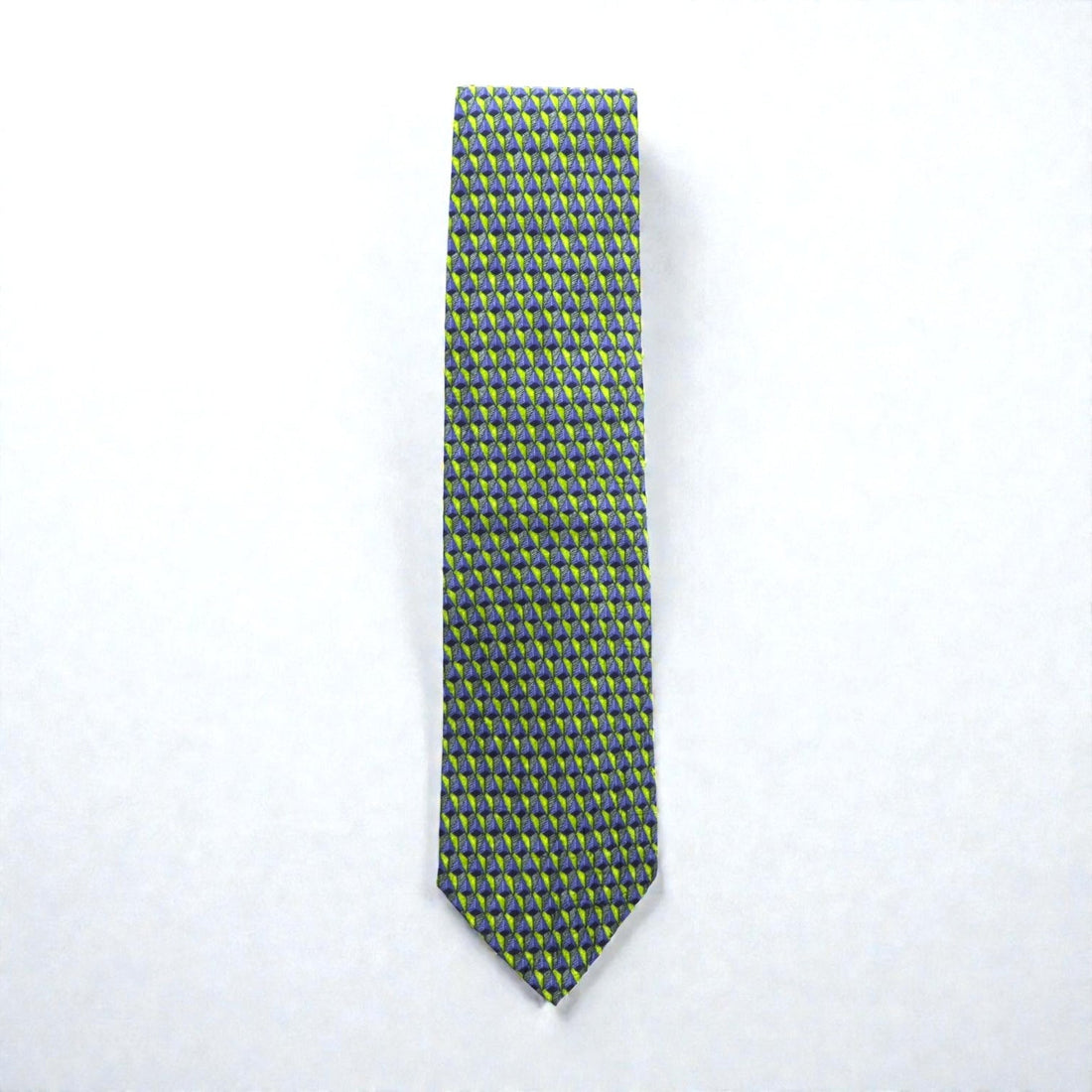 Ermenegildo Zegna Silk Allover Pattern Geometric Tie Made in Italy