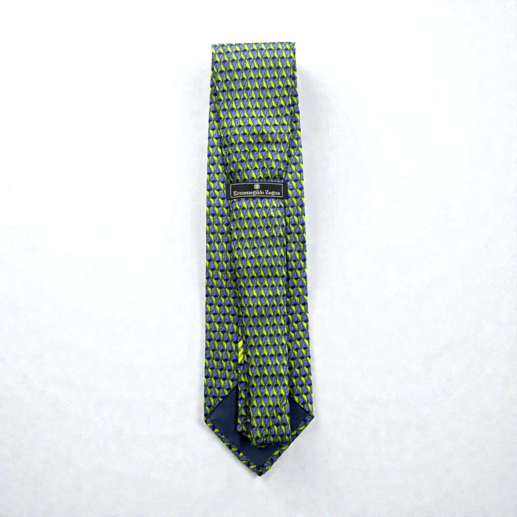 Ermenegildo Zegna Silk Allover Pattern Geometric Tie Made in Italy