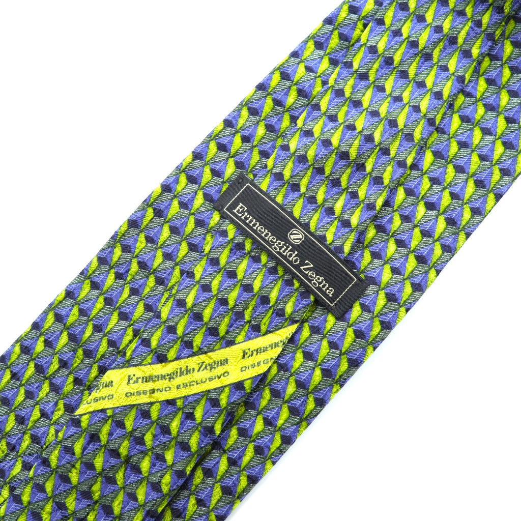 Ermenegildo Zegna Silk Allover Pattern Geometric Tie Made in Italy