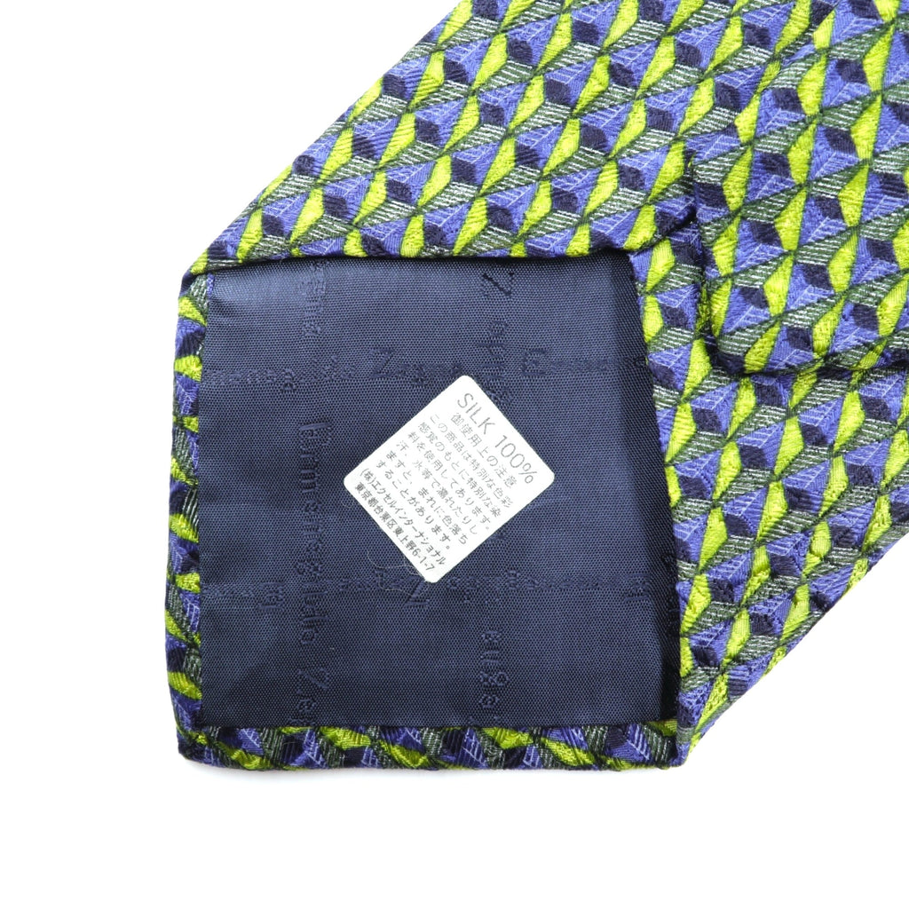 Ermenegildo Zegna Silk Allover Pattern Geometric Tie Made in Italy