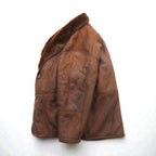 Confat 80s ITALY Vintage Shearling Sheepskin ショールカラー ムートンチェスターコート XL ボア襟 シープスキン 羊革 80年代 イタリア製