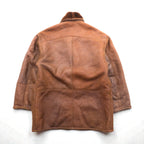 Confat 80s ITALY Vintage Shearling Sheepskin ショールカラー ムートンチェスターコート XL ボア襟 シープスキン 羊革 80年代 イタリア製