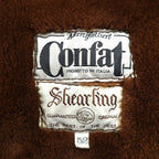 Confat 80s ITALY Vintage Shearling Sheepskin ショールカラー ムートンチェスターコート XL ボア襟 シープスキン 羊革 80年代 イタリア製