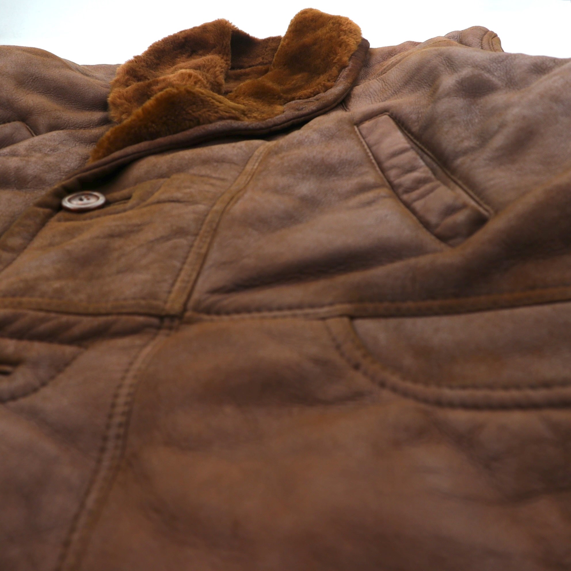 Confat 80s ITALY Vintage Shearling Sheepskin ショールカラー ムートンチェスターコート XL ボア襟 シープスキン 羊革 80年代 イタリア製