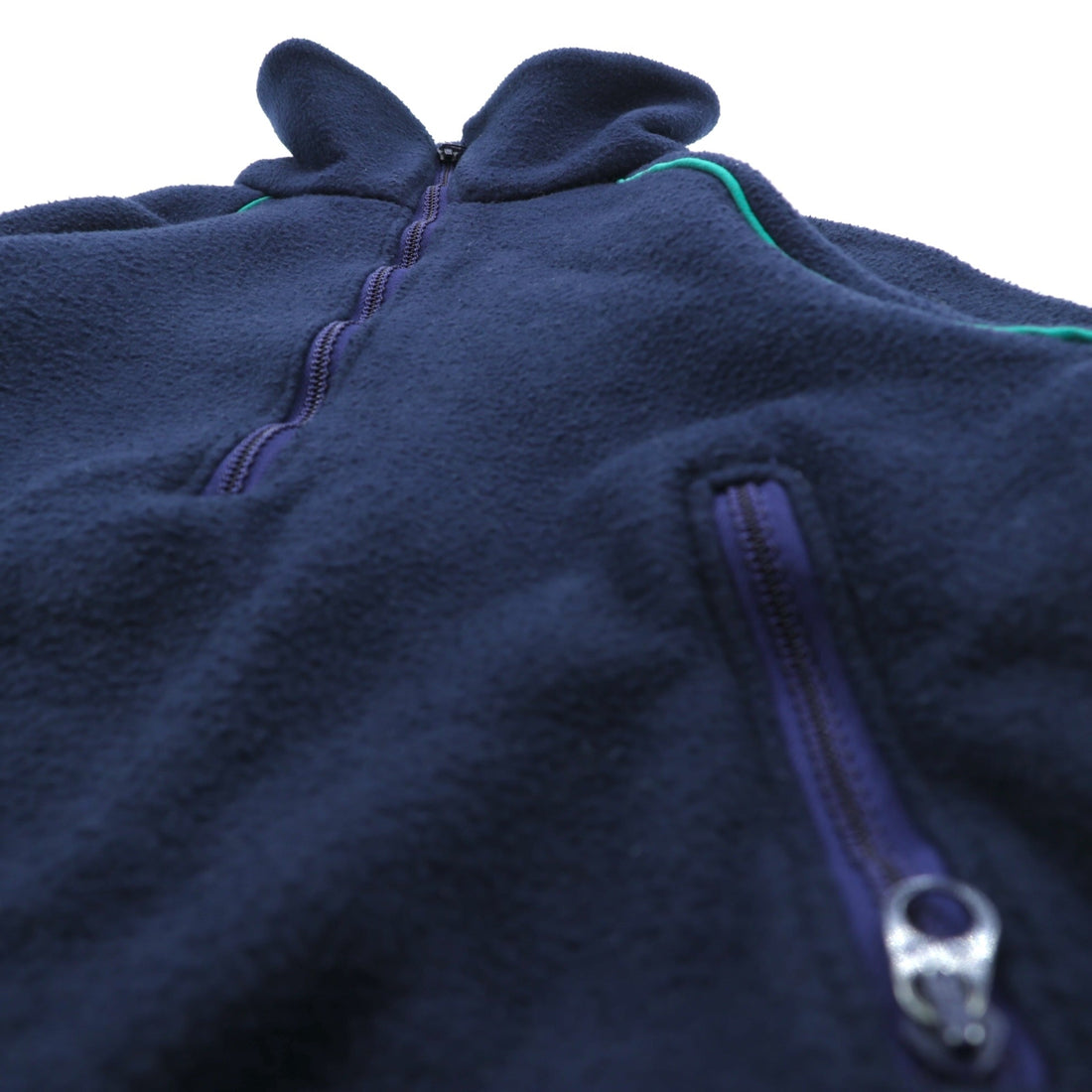 THE NORTH FACE 80s Made in USA Vintage Pullover Fleece Jacket, Small, Navy, Half Zip, High Neck, Stand Collar, Brown Tag, TALON Zip