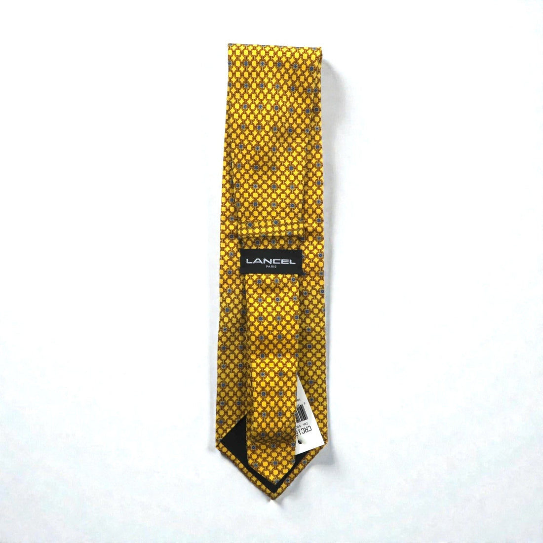 LANCEL Made in Italy Tie Gold Allover Pattern Silk Unused