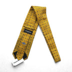 LANCEL Made in Italy Tie Gold Allover Pattern Silk Unused
