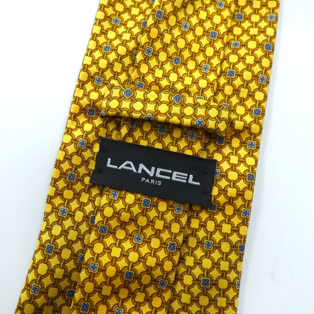 LANCEL Made in Italy Tie Gold Allover Pattern Silk Unused