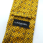 LANCEL Made in Italy Tie Gold Allover Pattern Silk Unused