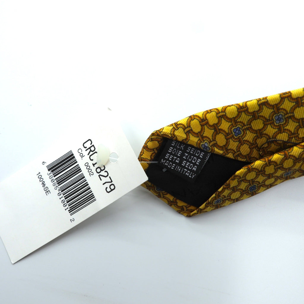 LANCEL Made in Italy Tie Gold Allover Pattern Silk Unused