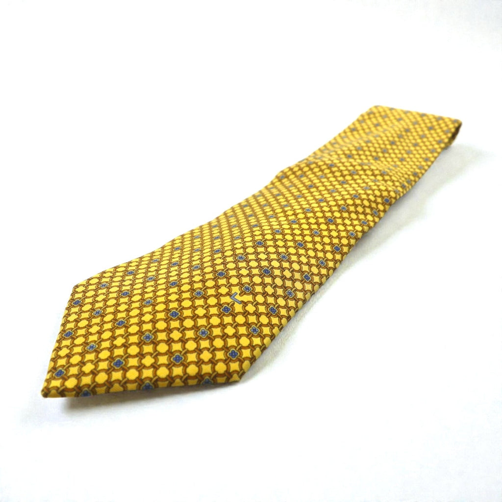 LANCEL Made in Italy Tie Gold Allover Pattern Silk Unused