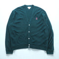 IZOD 90年代 USA製 Vネック ニット カーディガン XL グリーン アクリル ワンポイントロゴ