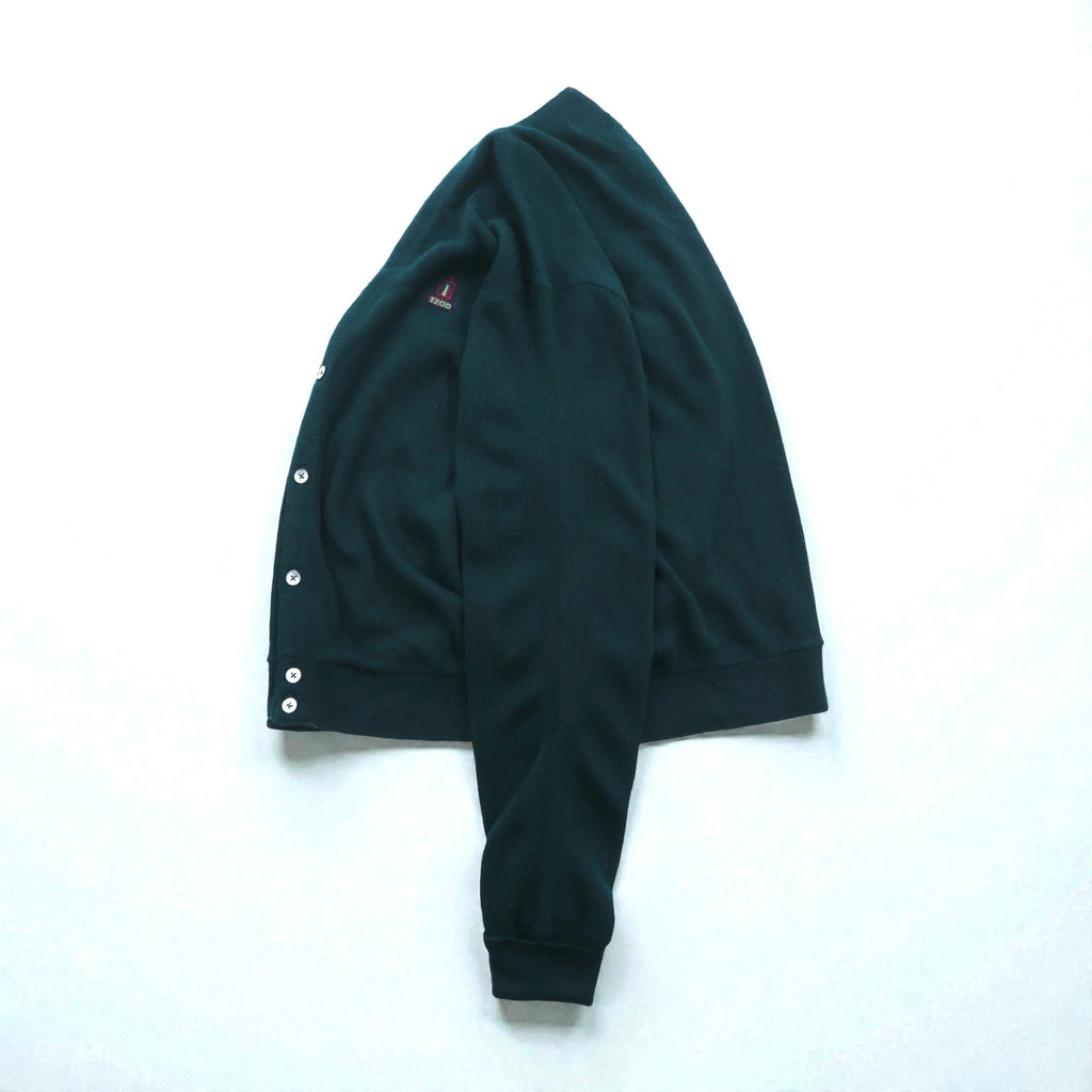 IZOD 90年代 USA製 Vネック ニット カーディガン XL グリーン アクリル ワンポイントロゴ