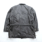 Kenneth Cole レザーコート 中綿 チェスターコート L レザー ウエストベルト付き エポレット 比翼