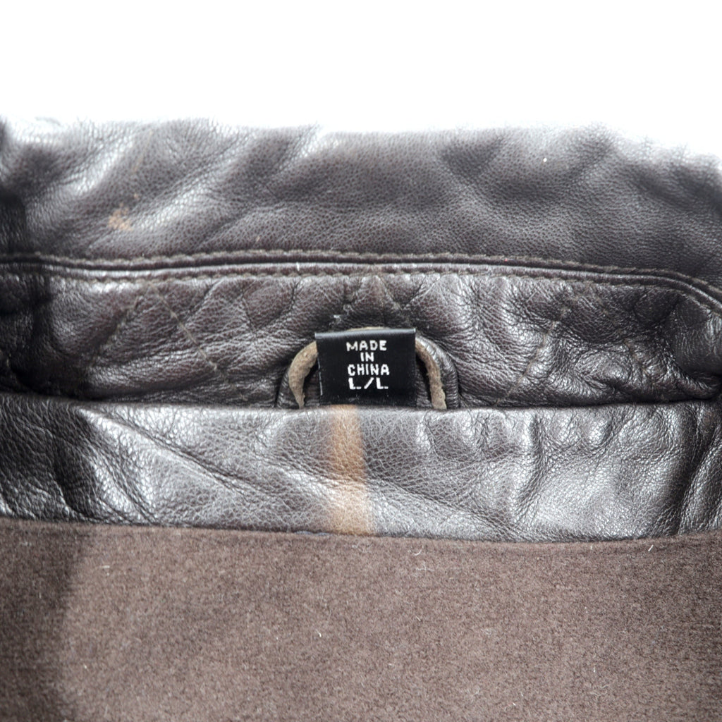 Kenneth Cole レザーコート 中綿 チェスターコート L レザー ウエストベルト付き エポレット 比翼