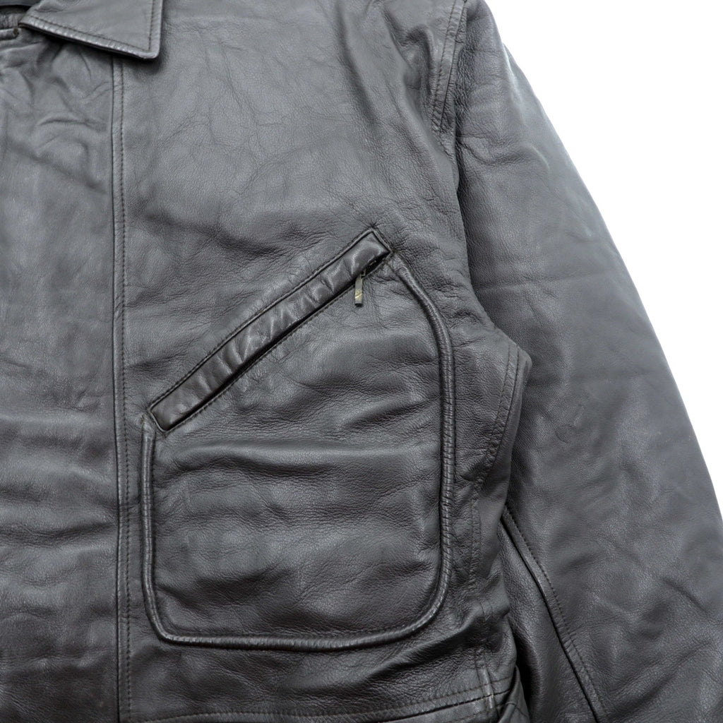 Kenneth Cole レザーコート 中綿 チェスターコート L レザー ウエストベルト付き エポレット 比翼